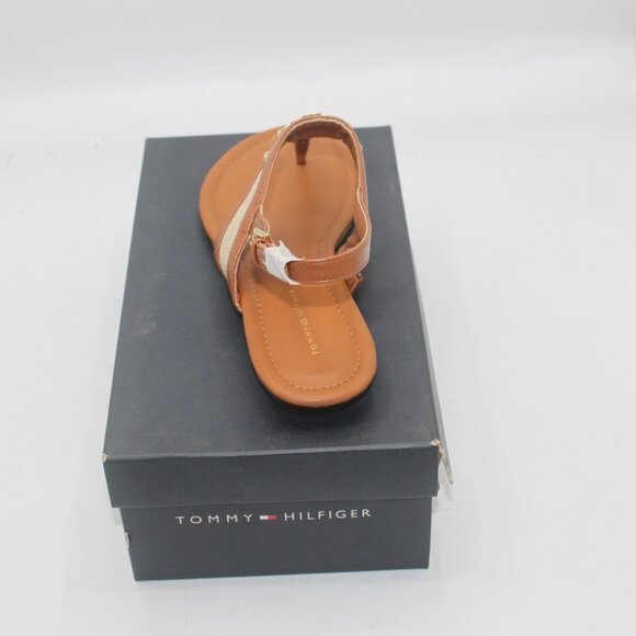 Tommy Hilfiger Women's Twjena Logo T-strap Flat Sandals Brown Size 10 Brand New - Picture 5 of 6